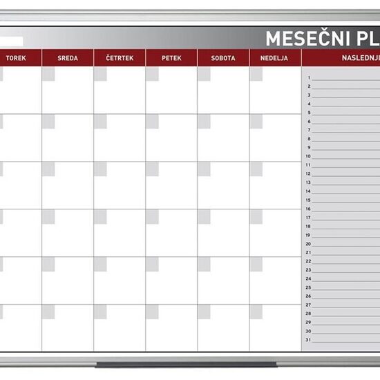 Bi-Office Planer mesečni, 60 x 90 cm