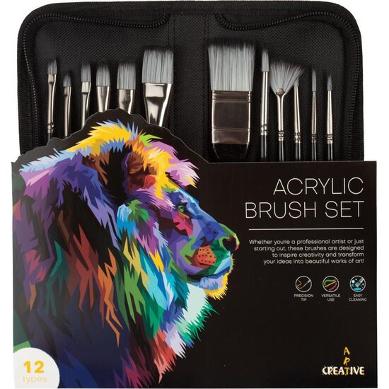 SET SINTETIČNIH ČOPIČEV CREATIVE 1/12 (Okrogli, odrezani, ploščati in pahljačasti) - v peresnici 14800