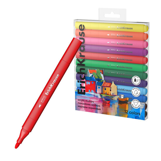 AKRILNI FLOMASTI 1/12 V OSNOVNIH BARVAH ErichKrauser 5524
