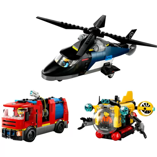 LEGO 60462 - Remiks helikopter, gasilsko vozilo in podmornica