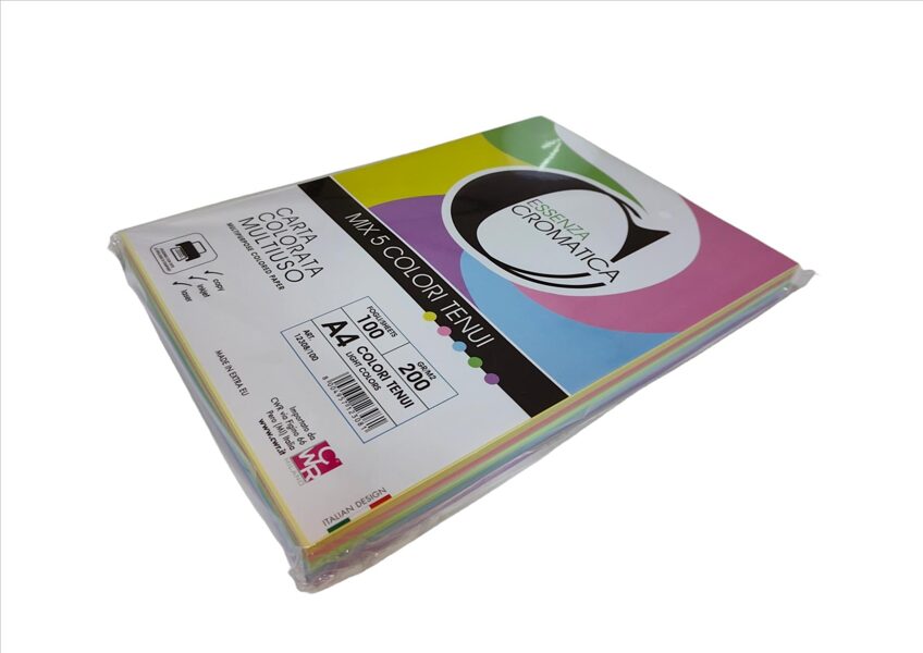 PAPIR ŠELESHAMER 200g A4 barvni MIX pastel 1/100, 5 različnih barv 2095