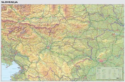 STENSKA PLASTIFICIRANA KARTA SLOVENIJE ZEMLJEVID