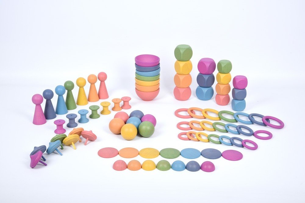 MAVRIČNI LESENI SORTIRNI SET (set 84kos)