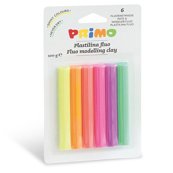 MALI PLASTELIN NEON BARVE PRIMO 6 x 17g SA344