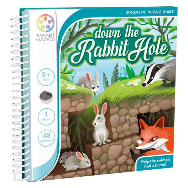 Smart Games Navdol po zajčem rovu (48 izziv), magnetna potovalna igra SG 290-8