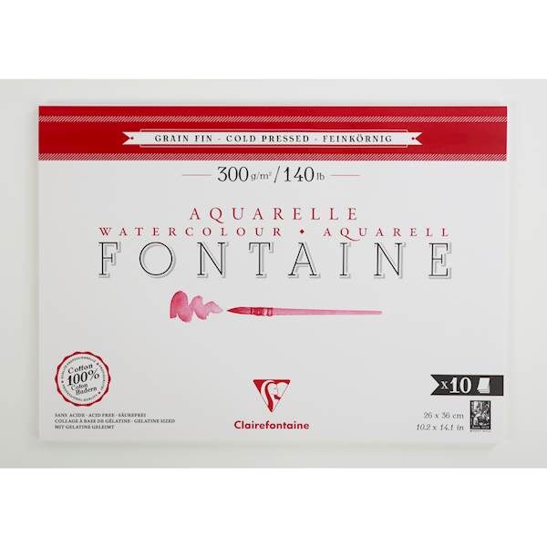 Clairefontaine blok Fontaine, Cold pressed, 26x36cm, 10 listni, 300g 14130