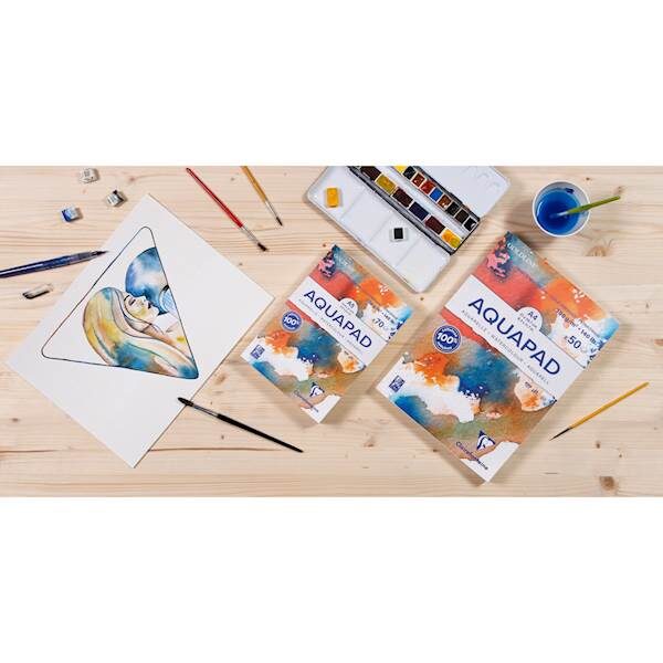 Clairfontaine blok Goldline Aqua, A5, 70 listni, 300g, bel papir 14136